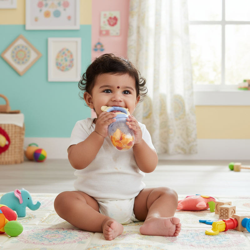 Baby Look Fruit Feeder Pacifier for Infants | BPA-Free Silicone Baby Food Feeder & Teething Toy with Grip Handle (4+ Months)