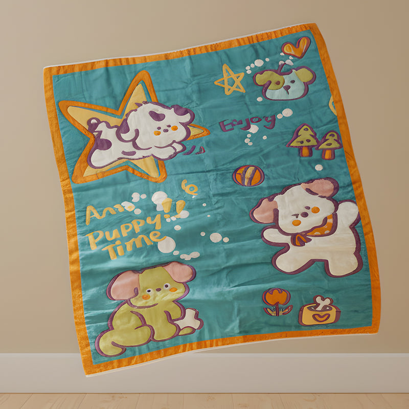 Baby Look 10-Layer Soft Muslin Cotton Baby Blanket – “Puppy Time” Cartoon Design | Ultra-Breathable, Machine Washable & Gentle on Skin (0–5 Years)