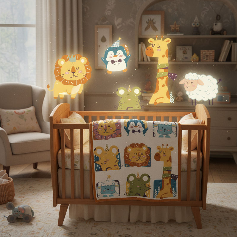 Baby Look 10-Layer Ultra Soft Muslin Cotton Baby Blanket | Large 95×120 cm | Cute Animal Cartoon Print | All-Season Newborn Blanket for Boys & Girls (0–5 Years)