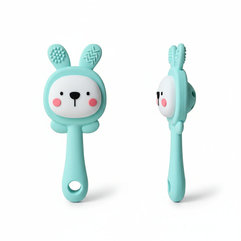 The Baby Look Mint Bunny Silicone Teether Rattle – Safe BPA-Free Baby Toy (0–12 Months)
