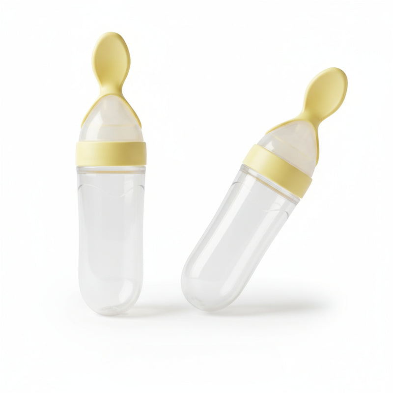 03 The Baby Look – Soft Silicone Spoon Baby Feeding Bottle (BPA-Free, 120ml Capacity) Yello Color