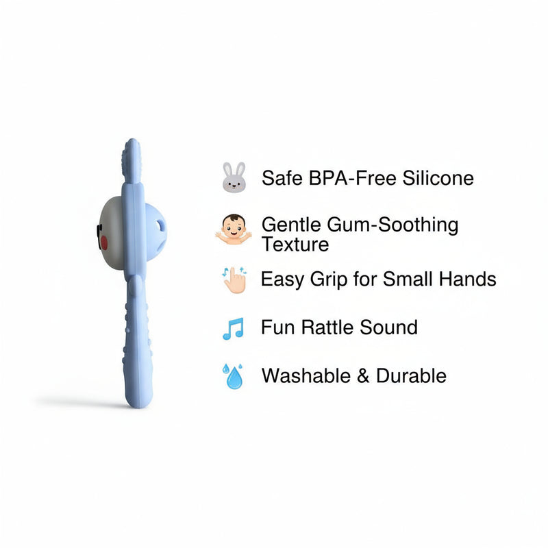 The Baby Look Bunny Hug Silicone Teether Rattle for Newborns & Infants  BPA-Free Soft Grip Toy for Teething & Learning (0–12 Months)