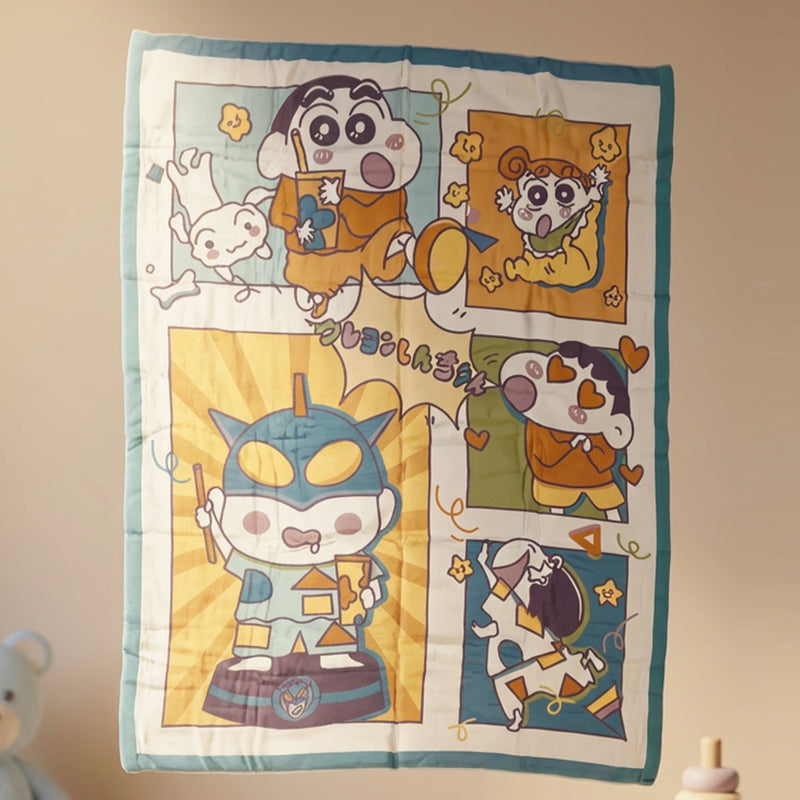 Baby Look 10-Layer Ultra Soft Muslin Cotton Baby Blanket – Shinchan Cartoon Design | All-Season AC Blanket for Newborns & Kids (0–6 Years)